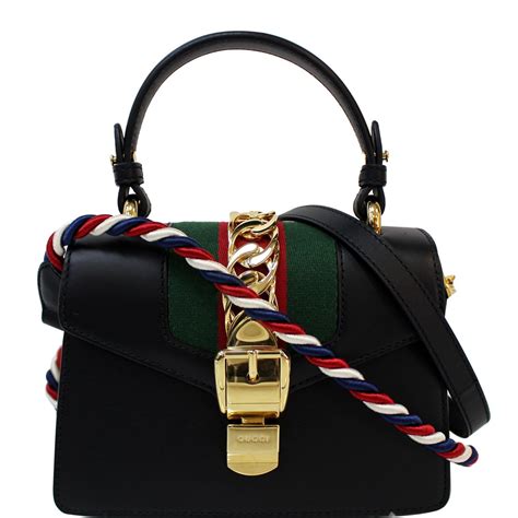 gucci black mini sylvie bag|Gucci sylvie leather shoulder bag.